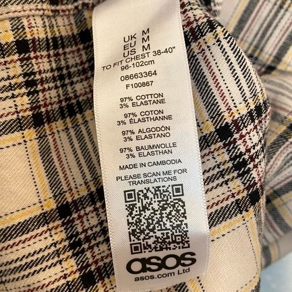 ASOS PLAID FLANNEL BUTTON DOWN LONG SLEEVE SHIRT SIZE MEDIUM - Picture 5 of 7